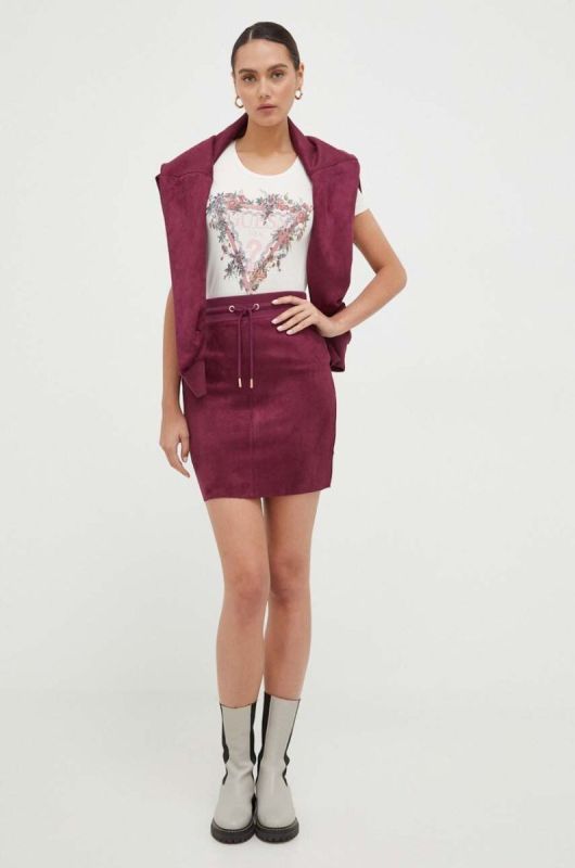 Спідниця Guess колір фіолетовий mini олівець фото 2