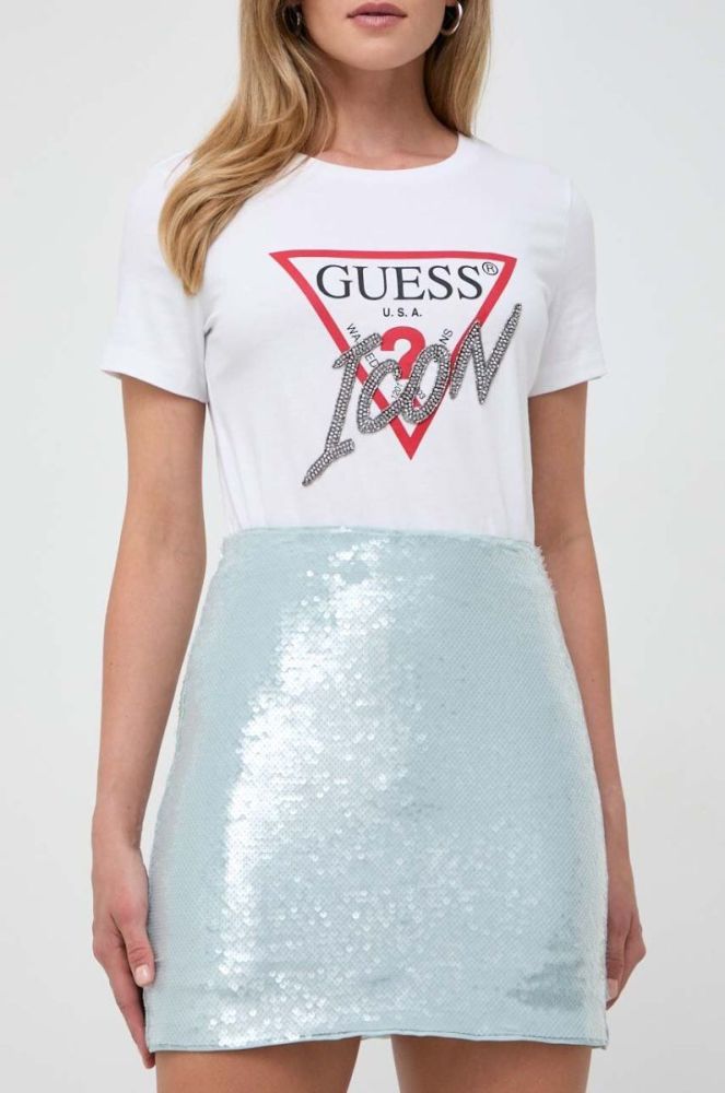 Спідниця Guess колір зелений mini пряма (3614596) фото 2