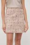 Спідниця з домішкою вовни Luisa Spagnoli колір бежевий mini розкльошена Спідниця з домішкою вовни Luisa Spagnoli колір бежевий mini розкльошена