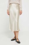 Спідниця Max Mara Leisure колір бежевий midi розкльошена Спідниця Max Mara Leisure колір бежевий midi розкльошена