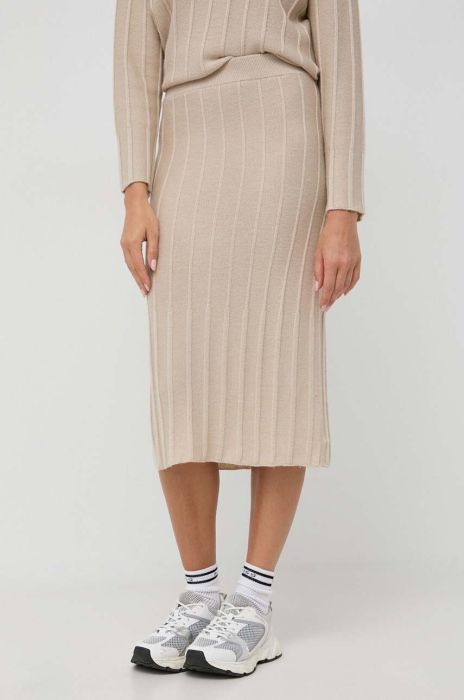 Вовняна спідниця Max Mara Leisure колір бежевий midi олівець