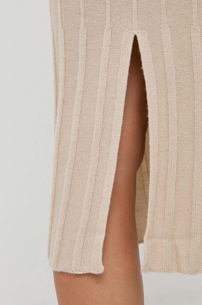 Вовняна спідниця Max Mara Leisure колір бежевий midi олівець фото 4