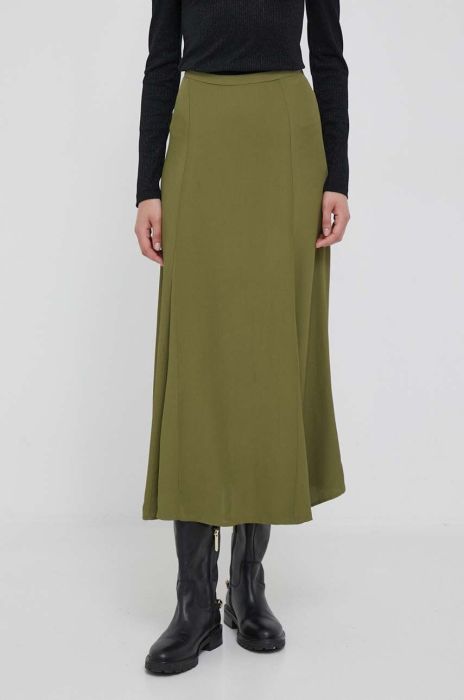 Спідниця United Colors of Benetton колір зелений maxi розкльошена Спідниця United Colors of Benetton колір зелений maxi розкльошена