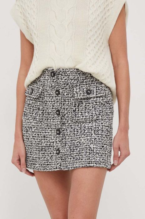 Спідниця з домішкою вовни United Colors of Benetton колір чорний mini пряма Спідниця з домішкою вовни United Colors of Benetton колір чорний mini пряма