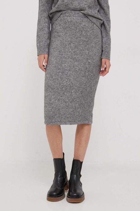 Спідниця з домішкою вовни United Colors of Benetton колір сірий midi олівець