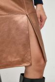 Шкіряна спідниця BOSS колір коричневий midi олівець