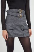Спідниця з домішкою вовни Pinko колір сірий mini пряма Спідниця з домішкою вовни Pinko колір сірий mini пряма