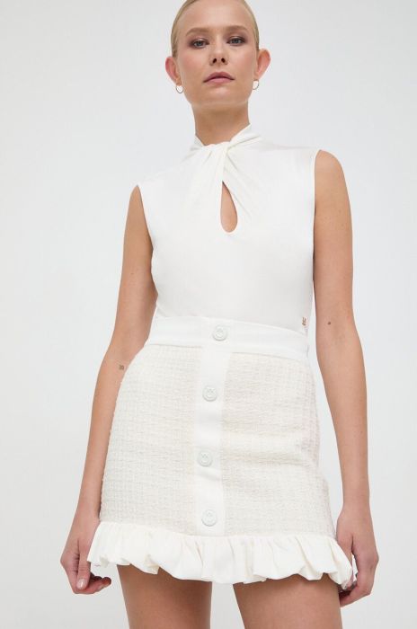 Спідниця з домішкою вовни Pinko колір бежевий mini пряма Спідниця з домішкою вовни Pinko колір бежевий mini пряма