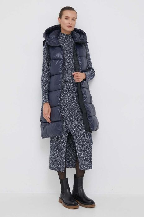 Спідниця з домішкою вовни Tommy Hilfiger колір синій midi олівець