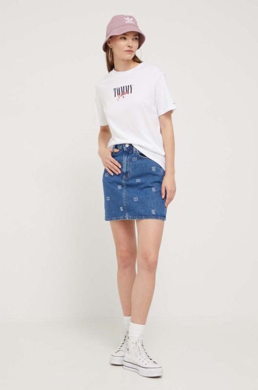 Джинсова спідниця Tommy Jeans mini олівець колір блакитний (3538376) фото 2