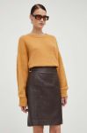 Шкіряна спідниця BA&SH колір коричневий mini пряма Шкіряна спідниця BA&SH колір коричневий mini пряма