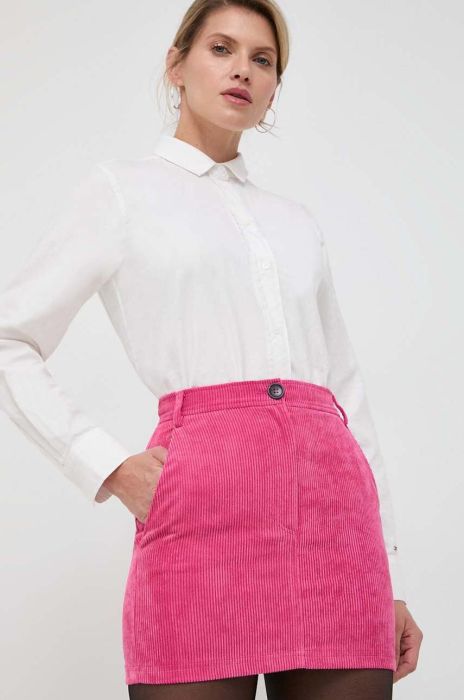 Вельветова спідниця Patrizia Pepe колір рожевий mini олівець Вельветова спідниця Patrizia Pepe колір рожевий mini олівець