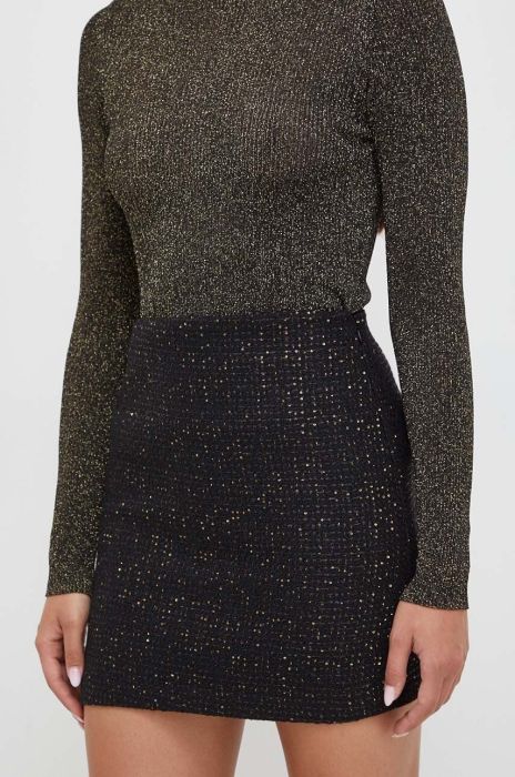 Спідниця з домішкою вовни Twinset колір чорний mini пряма Спідниця з домішкою вовни Twinset колір чорний mini пряма