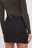 Спідниця з домішкою вовни Twinset колір чорний mini пряма Спідниця з домішкою вовни Twinset колір чорний mini пряма
