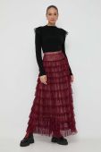 Спідниця Twinset колір бордовий maxi розкльошена