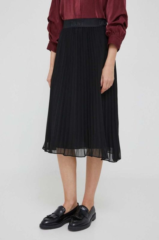Спідниця Dkny колір чорний midi розкльошена (3471191) фото 2