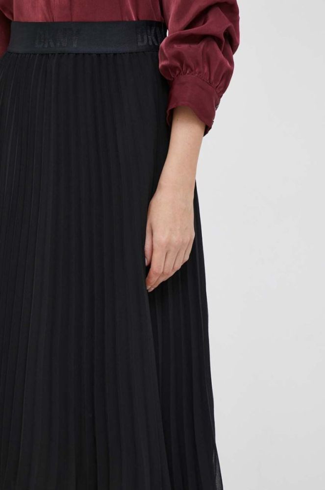 Спідниця Dkny колір чорний midi розкльошена (3471191) фото 4