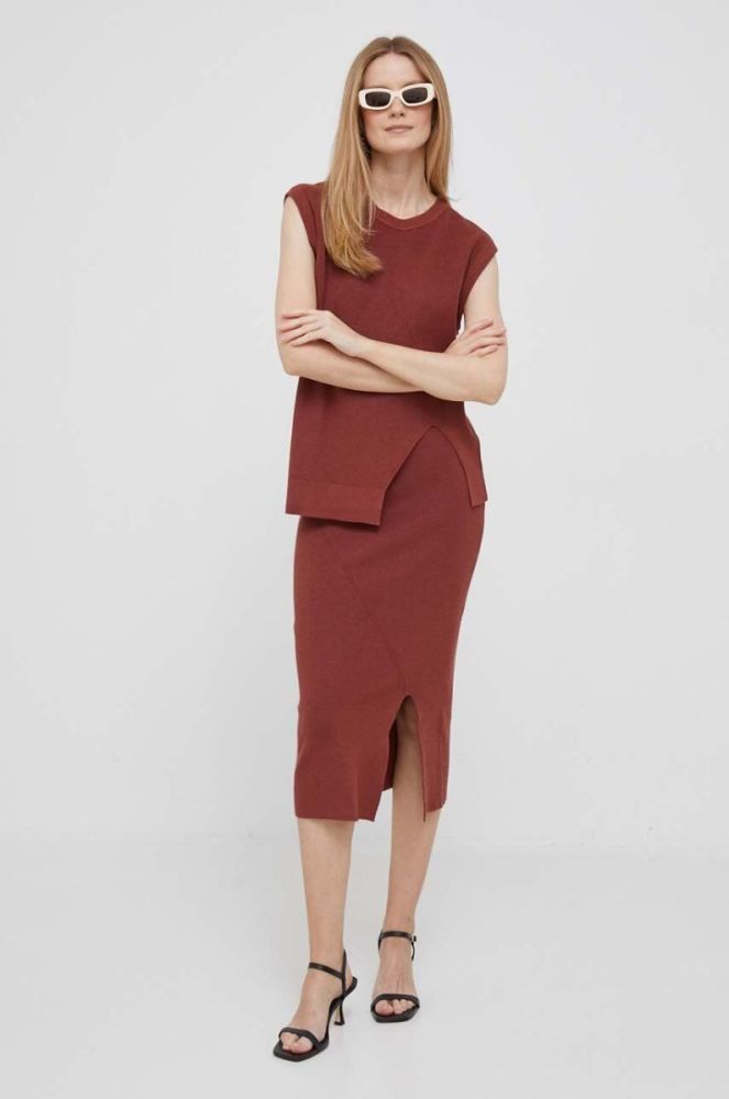 Спідниця Dkny колір червоний maxi пряма фото 2