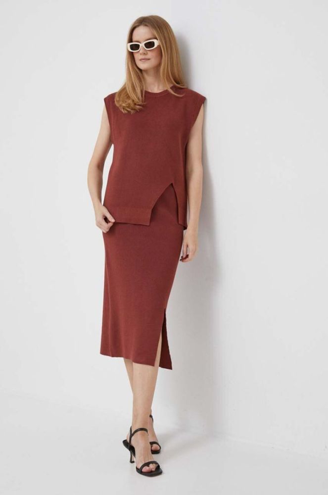 Спідниця Dkny колір червоний maxi пряма фото 4
