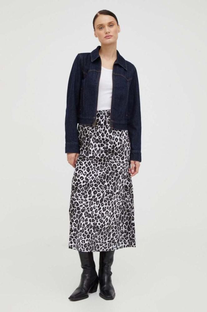 Шовкова спідниця The Kooples колір чорний midi розкльошена фото 2