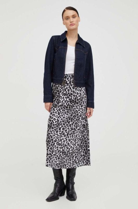 Шовкова спідниця The Kooples колір чорний midi розкльошена фото 2