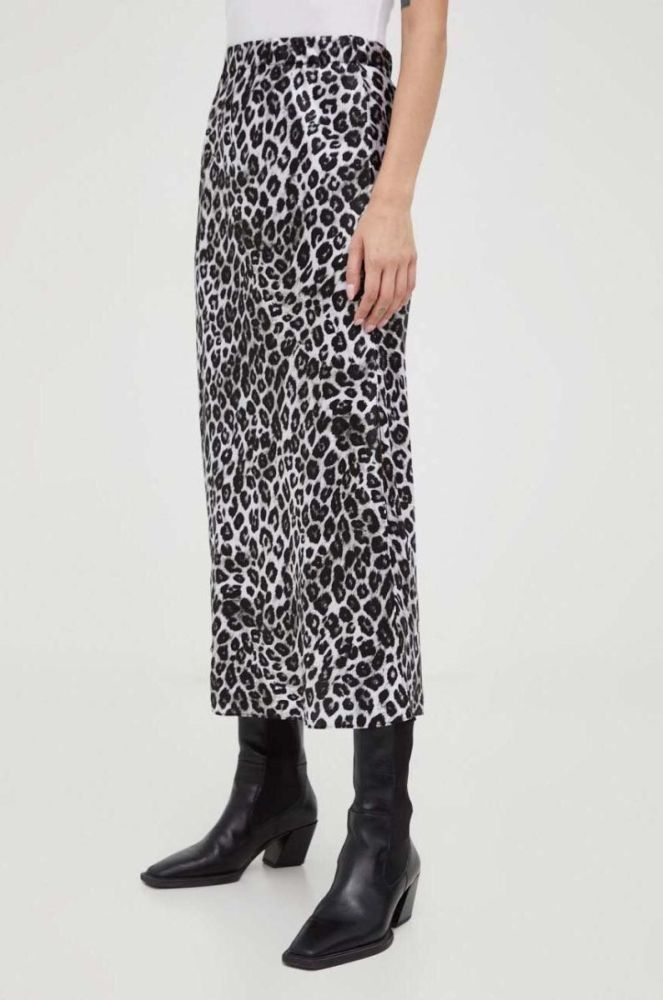 Шовкова спідниця The Kooples колір чорний midi розкльошена фото 4