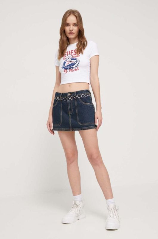 Джинсова спідниця Guess Originals колір синій mini пряма фото 2