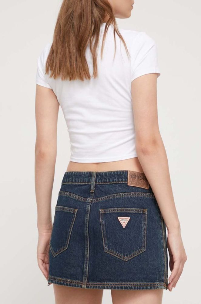 Джинсова спідниця Guess Originals колір синій mini пряма фото 3
