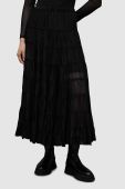 Спідниця AllSaints EVA SKIRT колір чорний maxi розкльошена Спідниця AllSaints EVA SKIRT колір чорний maxi розкльошена