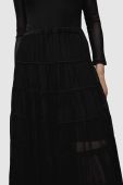 Спідниця AllSaints EVA SKIRT колір чорний maxi розкльошена Спідниця AllSaints EVA SKIRT колір чорний maxi розкльошена