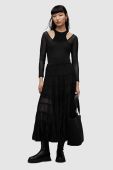 Спідниця AllSaints EVA SKIRT колір чорний maxi розкльошена Спідниця AllSaints EVA SKIRT колір чорний maxi розкльошена