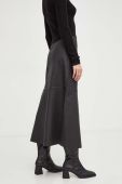 Шкіряна спідниця By Malene Birger колір чорний midi розкльошена