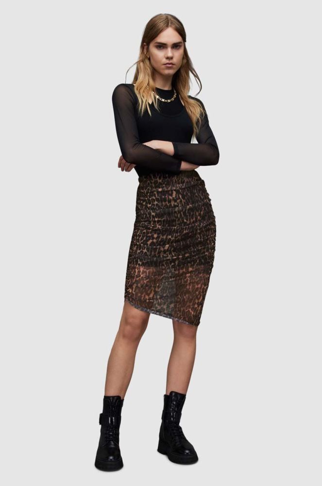 Спідниця AllSaints WS019Z NORA ANITA SKIRT колір коричневий midi олівець