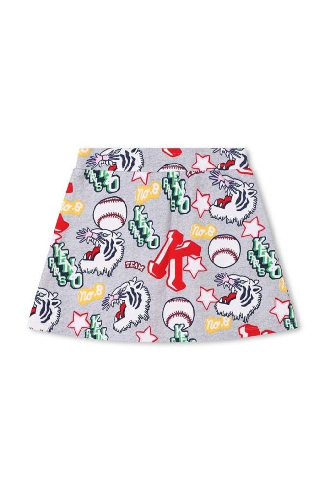 Дитяча бавовняна спідниця Kenzo Kids колір сірий mini пряма (3454680) фото 2