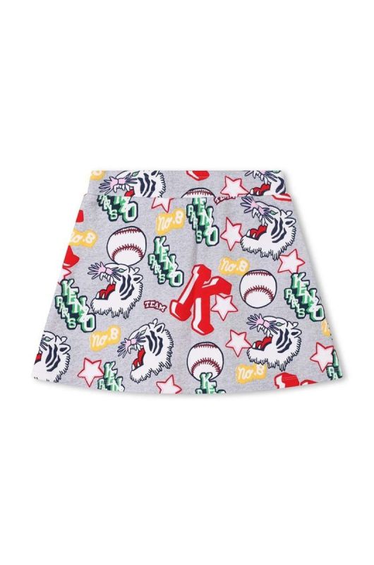 Дитяча бавовняна спідниця Kenzo Kids колір сірий mini пряма (3454680) фото 2