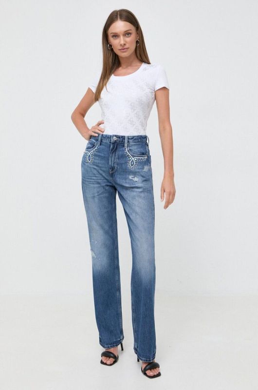 Джинси Guess жіночі висока посадка колір блакитний (3560065) фото 2