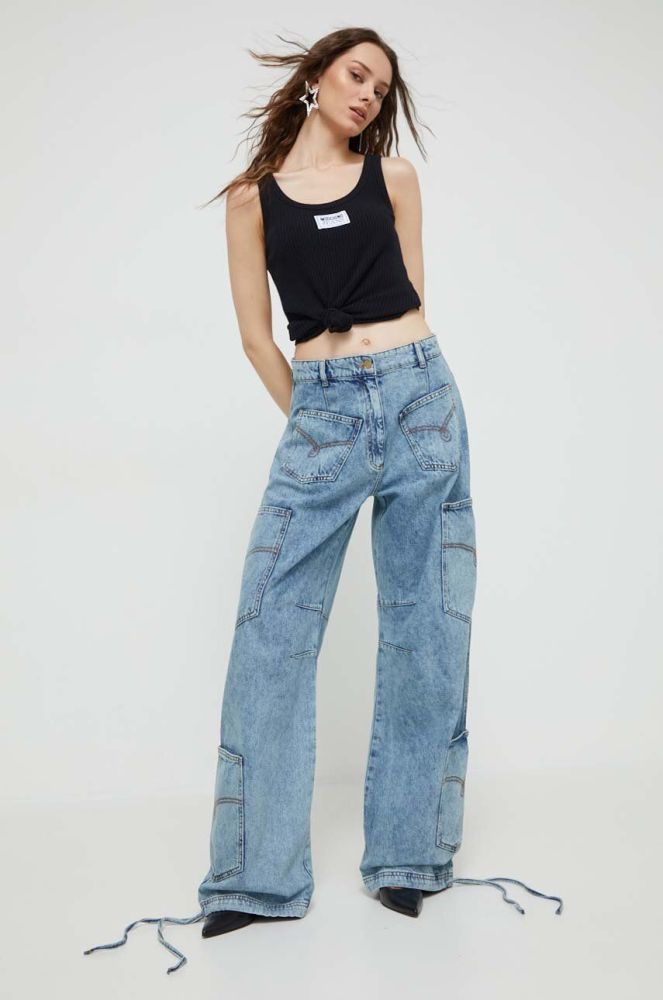 Джинси Moschino Jeans жіночі висока посадка колір блакитний (3493279)