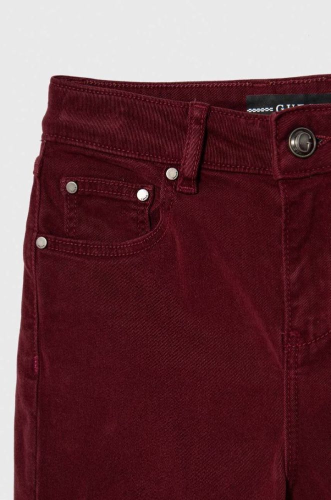 Дитячі штани Guess колір бордовий однотонні фото 3
