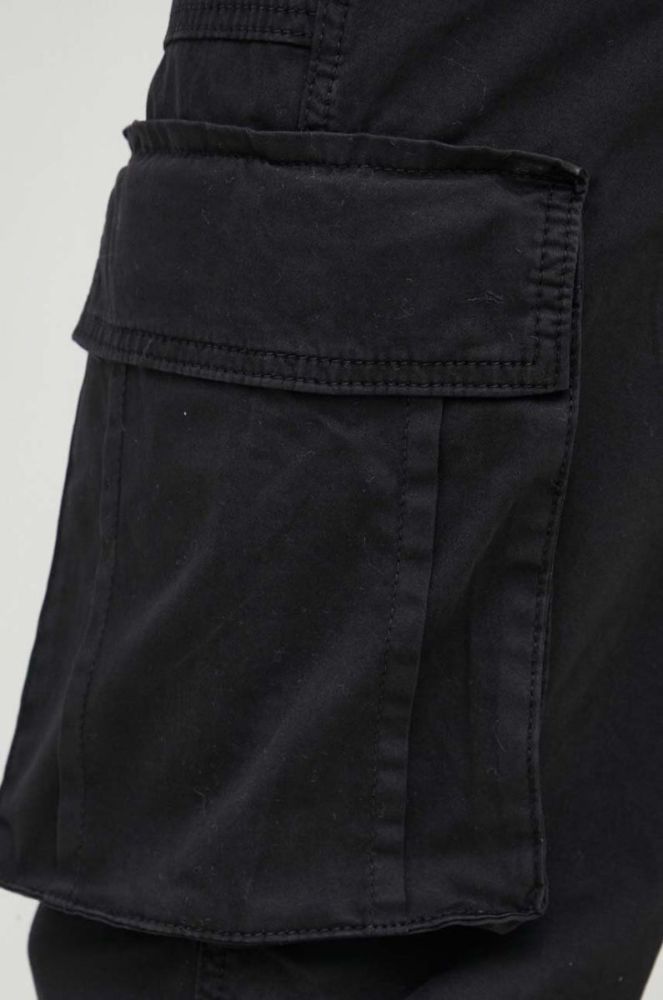 Штани Sisley чоловічі колір чорний фасон cargo фото 4
