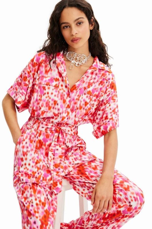 Комбінезон Desigual колір червоний з коміром фото 2