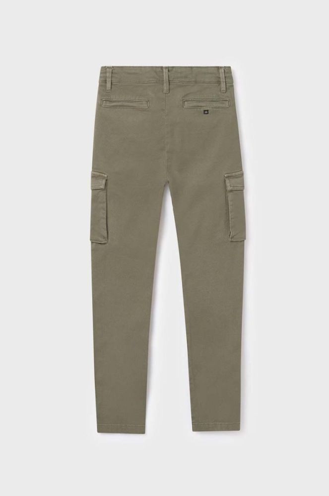 Дитячі штани Mayoral cargo slim колір зелений однотонні фото 2