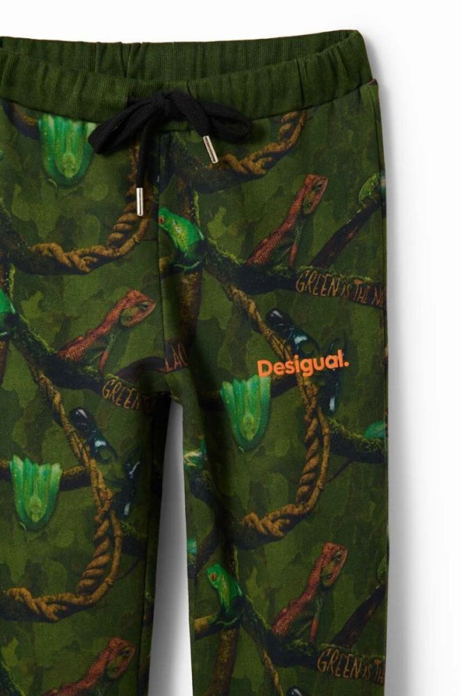 Дитячі спортивні штани Desigual колір зелений візерунок фото 3