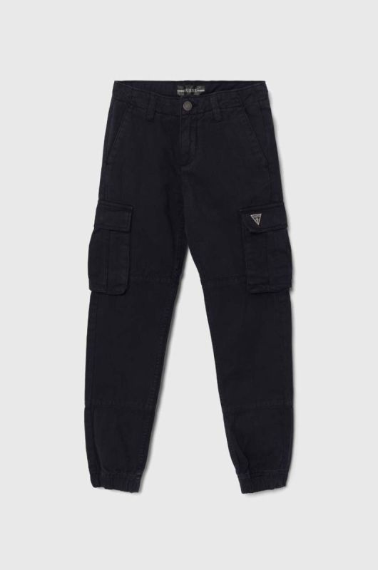 Дитячі бавовняні штани Guess колір синій однотонні (3558448)