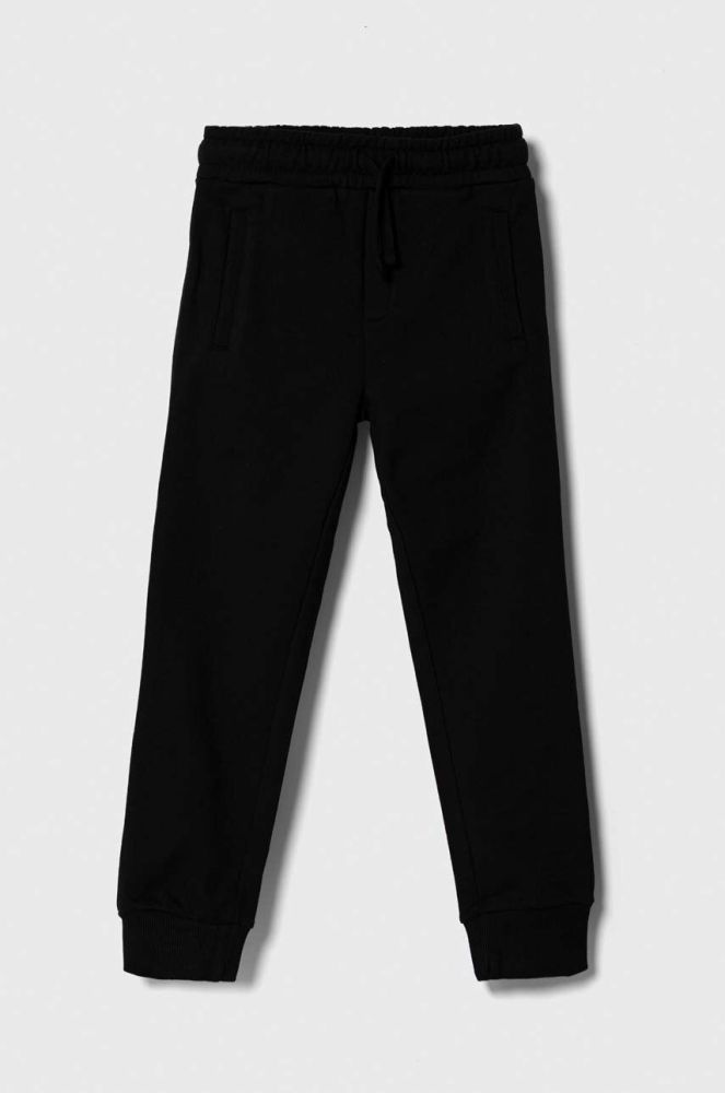 Дитячі бавовняні штани Guess колір чорний з аплікацією (3602670)