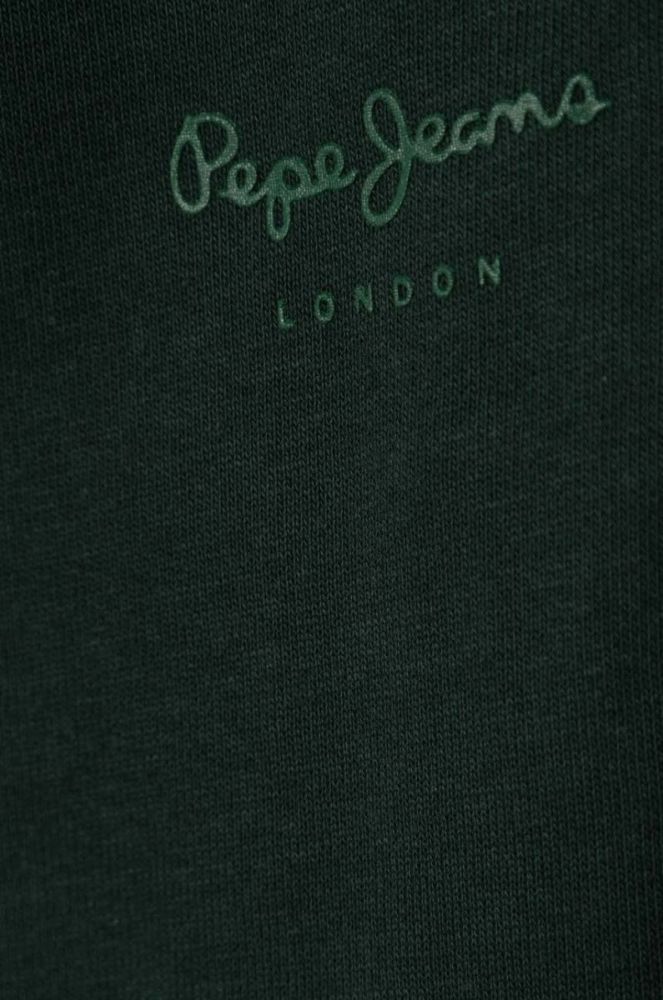 Дитячі бавовняні штани Pepe Jeans колір зелений однотонні фото 3