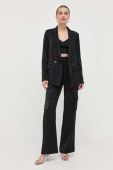 Штани Guess жіночі колір чорний пряме висока посадка (3330330)