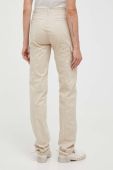 Штани Guess жіночі колір бежевий пряме висока посадка (3383945)