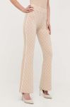 Штани Guess жіночі колір бежевий кльош висока посадка (3332919)
