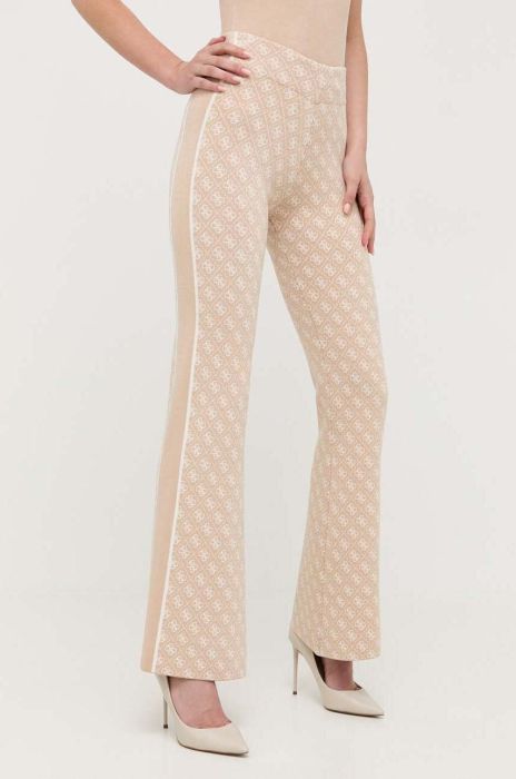 Штани Guess жіночі колір бежевий кльош висока посадка (3332919)