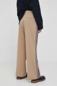 Штани з домішкою вовни Tommy Hilfiger колір бежевий широке висока посадка